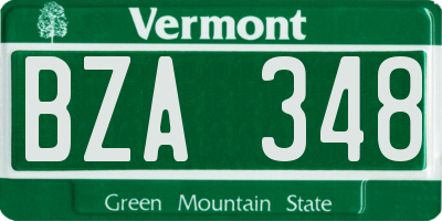 VT license plate BZA348