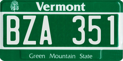 VT license plate BZA351