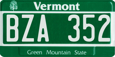 VT license plate BZA352
