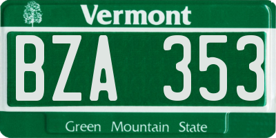 VT license plate BZA353