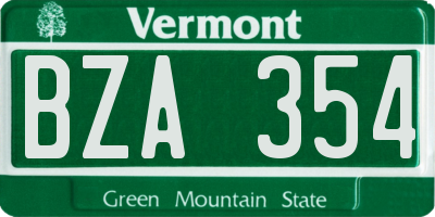 VT license plate BZA354