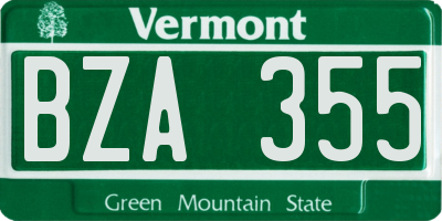 VT license plate BZA355