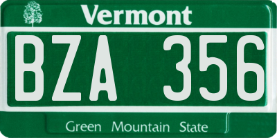 VT license plate BZA356