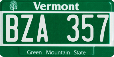 VT license plate BZA357