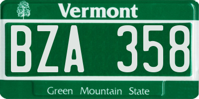 VT license plate BZA358