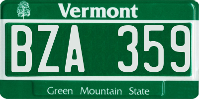 VT license plate BZA359