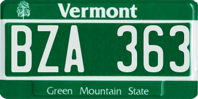 VT license plate BZA363