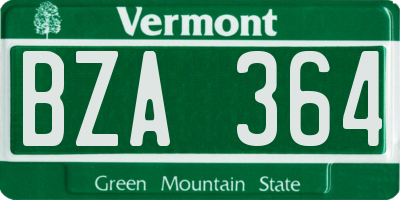 VT license plate BZA364