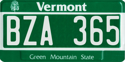 VT license plate BZA365