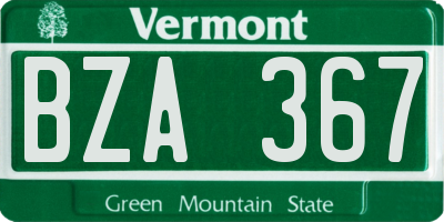 VT license plate BZA367