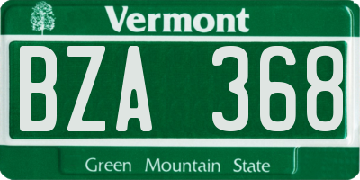 VT license plate BZA368