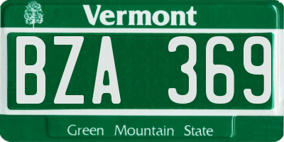 VT license plate BZA369