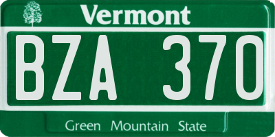 VT license plate BZA370