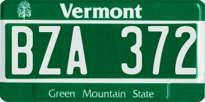 VT license plate BZA372