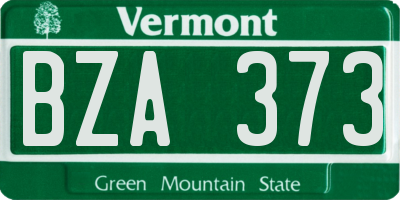 VT license plate BZA373