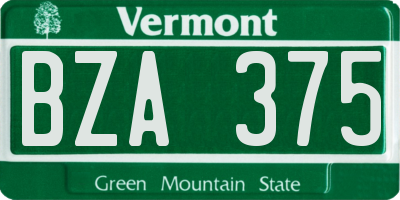 VT license plate BZA375