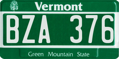 VT license plate BZA376