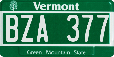VT license plate BZA377