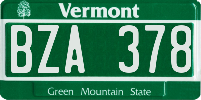 VT license plate BZA378