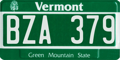 VT license plate BZA379