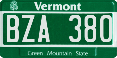 VT license plate BZA380