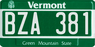 VT license plate BZA381