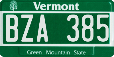 VT license plate BZA385