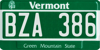 VT license plate BZA386