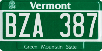 VT license plate BZA387