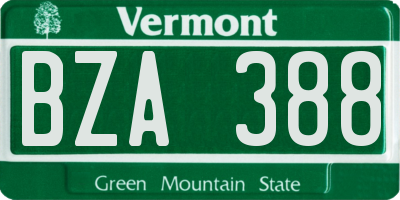 VT license plate BZA388