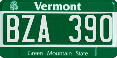 VT license plate BZA390