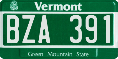 VT license plate BZA391