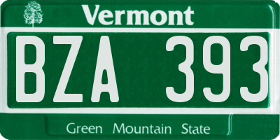 VT license plate BZA393