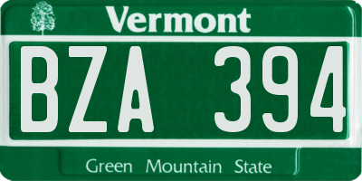 VT license plate BZA394