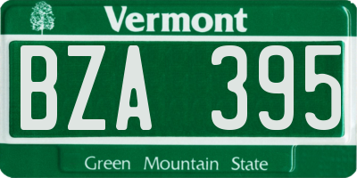 VT license plate BZA395