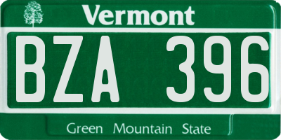 VT license plate BZA396