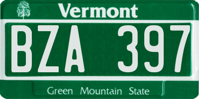 VT license plate BZA397