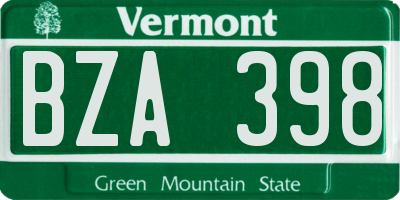 VT license plate BZA398