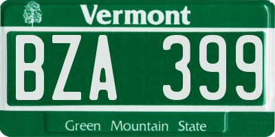 VT license plate BZA399