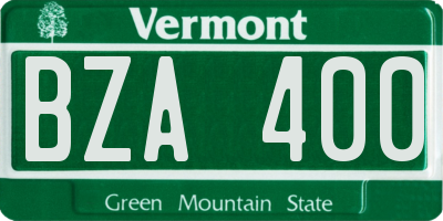 VT license plate BZA400