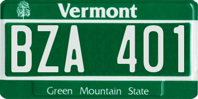 VT license plate BZA401