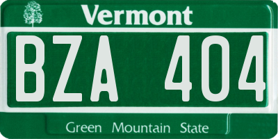 VT license plate BZA404