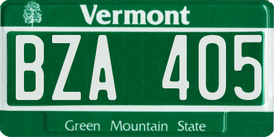 VT license plate BZA405
