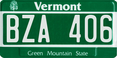 VT license plate BZA406