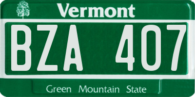 VT license plate BZA407