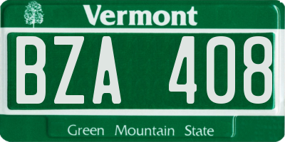 VT license plate BZA408