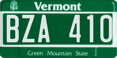 VT license plate BZA410