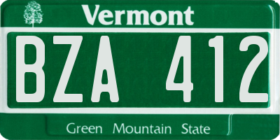 VT license plate BZA412