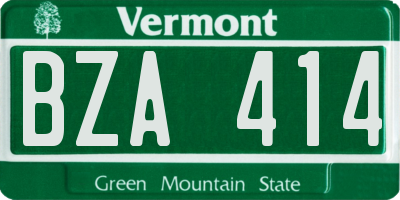VT license plate BZA414