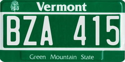 VT license plate BZA415